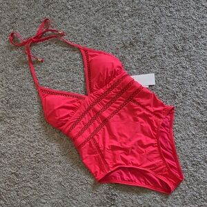 Ella Moss Red Crochet Detail Swimsuit